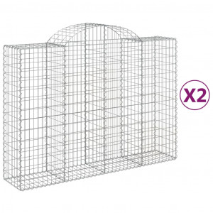 Cestos gabião arqueados 2pcs 200x50x140/160cm ferro galvanizado H