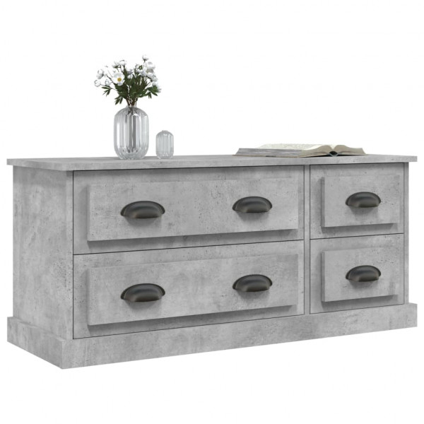 Mueble de TV madera contrachapada gris hormigón 100x35.5x45 cm M 4