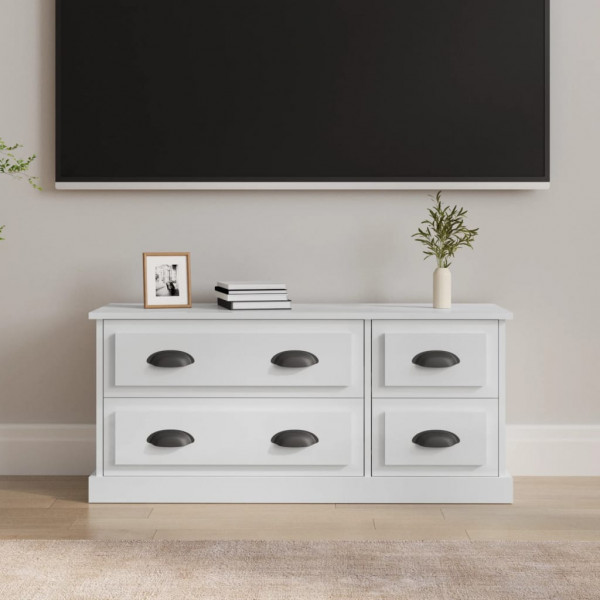 Mueble de TV madera contrachapada blanco brillo 100x35.5x45 cm D