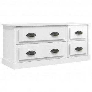 Mueble de TV madera contrachapada blanco brillo 100x35.5x45 cm H