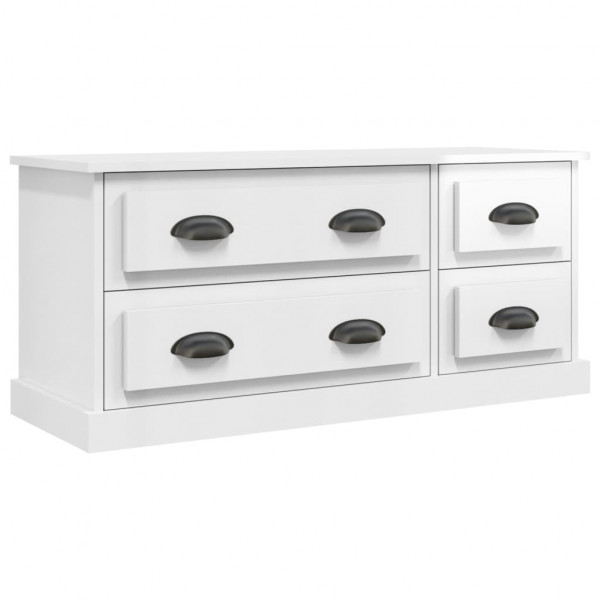 Mueble de TV madera contrachapada blanco brillo 100x35.5x45 cm M 2