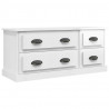 Mueble de TV madera contrachapada blanco brillo 100x35.5x45 cm 2
