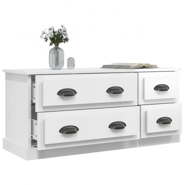Mueble de TV madera contrachapada blanco brillo 100x35.5x45 cm M 5