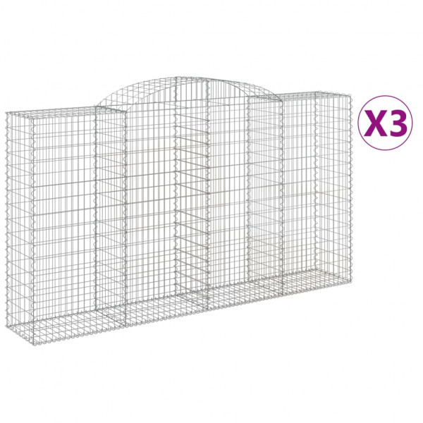 Cestos gabião arqueados 3pcs 300x50x160/180cm ferro galvanizado M 2