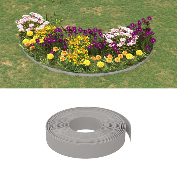 Bordura de jardín polietileno gris 10 m 10 cm D