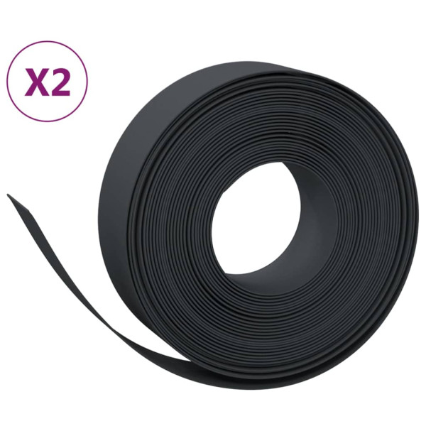 Bordas de jardim 2 pcs 10 m 15 cm polietileno preto M 2