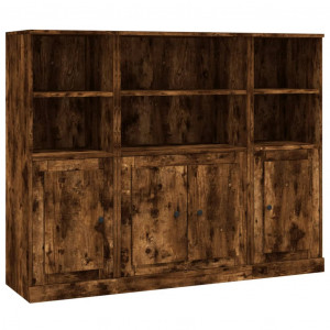 Aparador alto 3 piezas madera contrachapada roble ahumado H