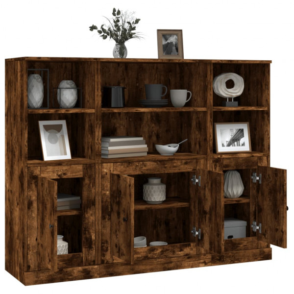 Aparador alto 3 piezas madera contrachapada roble ahumado M 5