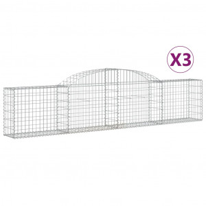 Cestos gabião arqueados 3 pcs 300x30x60/80 cm ferro galvanizado H