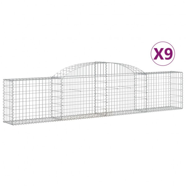 Cestos gabião arqueados 9 pcs 300x30x60/80 cm ferro galvanizado M 2