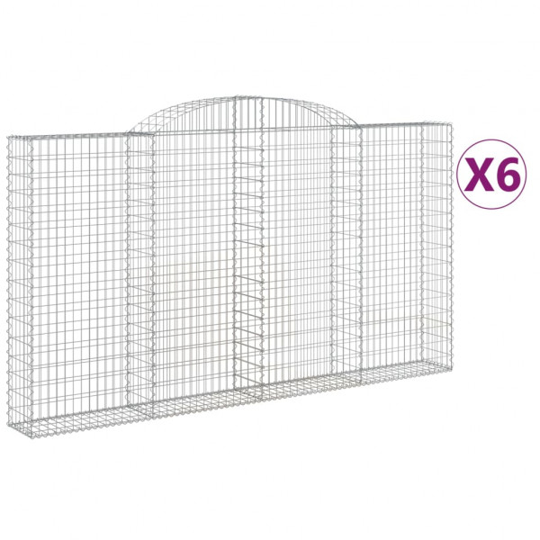 Cestos gabião arqueados 6pcs 300x30x160/180cm ferro galvanizado M 2