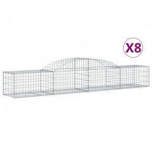 Cestos gabião arqueados 8 pcs 300x50x40/60 cm ferro galvanizado H