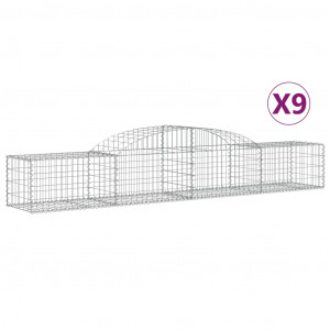 Cestos gabião arqueados 9 pcs 300x50x40/60 cm ferro galvanizado H