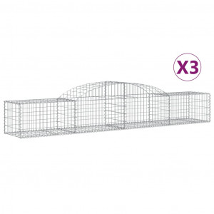 Cestos gabião arqueados 3 pcs 300x50x40/60 cm ferro galvanizado H