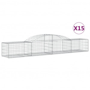 Cestos gabião arqueados 15pcs 300x50x40/60 cm ferro galvanizado H