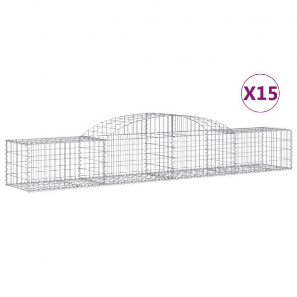 Cestos gabião arqueados 15pcs 300x50x40/60 cm ferro galvanizado M 2