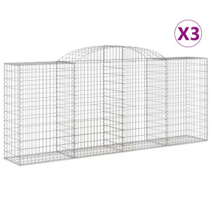 Cestos gabião arqueados 3pcs 300x50x120/140cm ferro galvanizado H