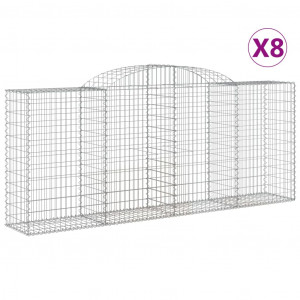 Cestos gabião arqueados 8pcs 300x50x120/140cm ferro galvanizado H