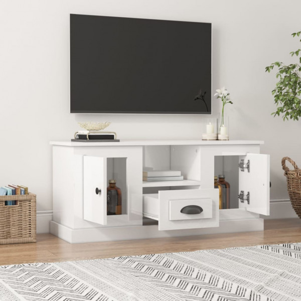Móvel de TV 100x35.5x45 cm derivados madeira branco brilhante M 3