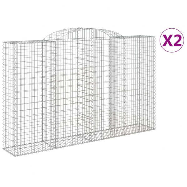 Cestos gabião arqueados 2pcs 300x50x180/200cm ferro galvanizado M 2