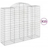 Cestos gabião arqueados 15 pcs 200x50x160/180 ferro galvanizado 2