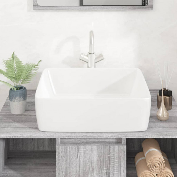 Lavabo rectangular de cerámica blanco 48x37x13 cm M 3