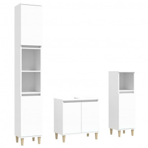 Juego de muebles de baño 3 pzas madera contrachapada blanco H