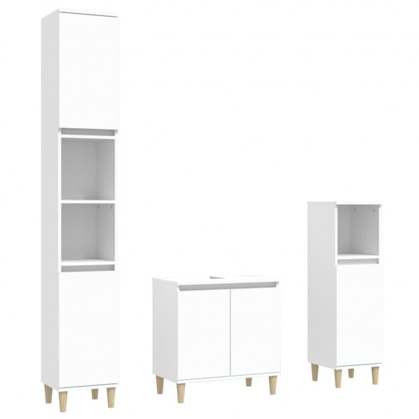 Juego de muebles de baño 3 pzas madera contrachapada blanco M 2