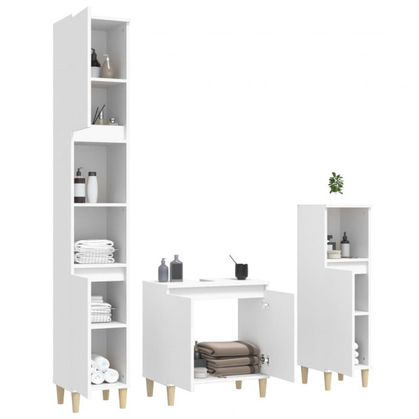 Juego de muebles de baño 3 pzas madera contrachapada blanco M 4