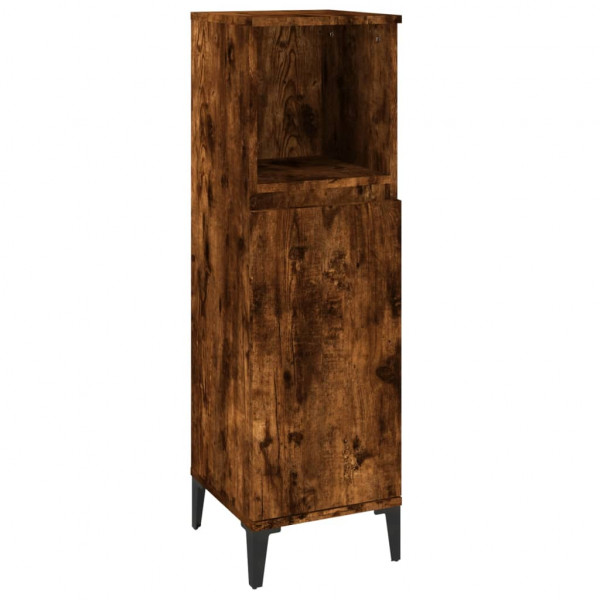 Armario de baño madera contrachapada roble ahumado 30x30x100 cm M 2
