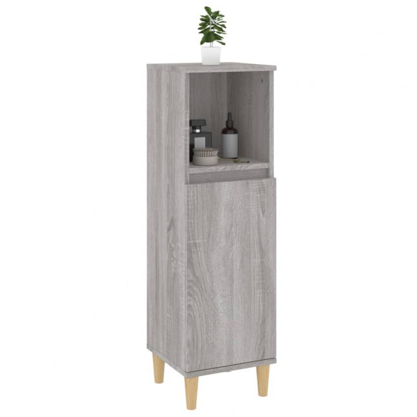 Armario de baño madera contrachapada gris Sonoma 30x30x100 cm M 5