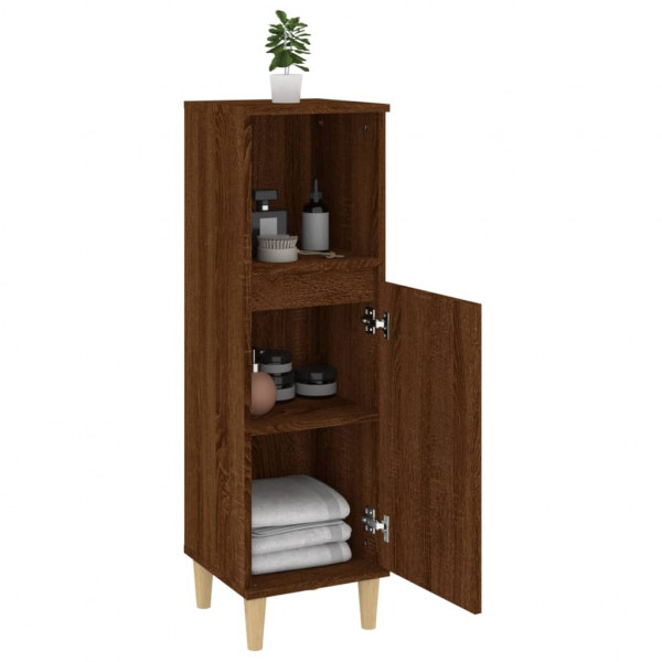 Armario de baño madera contrachapada marrón roble 30x30x100 cm M 4
