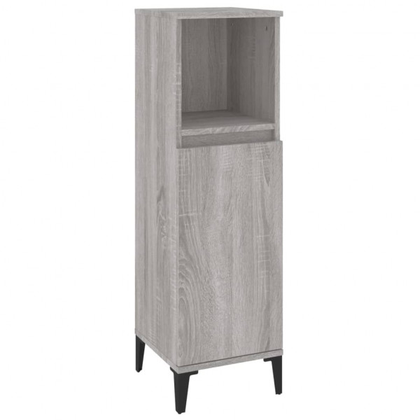 Armario de baño madera contrachapada gris Sonoma 30x30x100 cm M 2