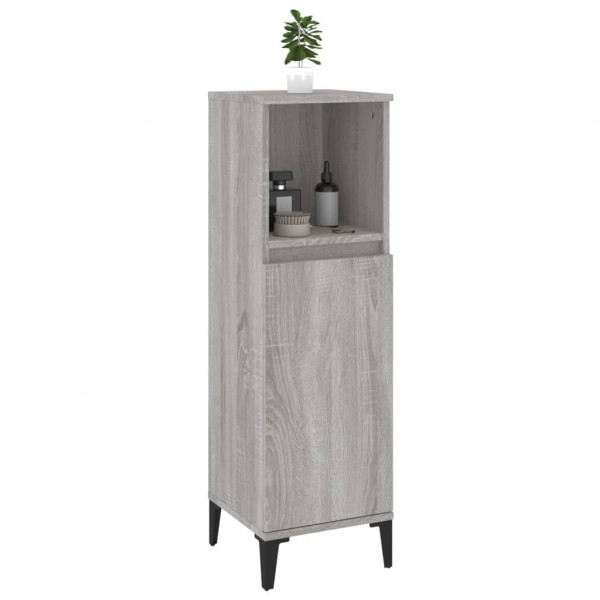 Armario de baño madera contrachapada gris Sonoma 30x30x100 cm M 5
