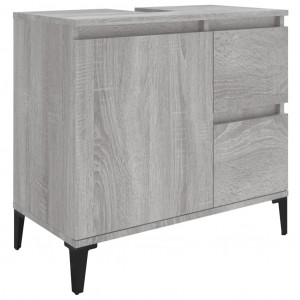 Armario de baño madera contrachapada gris Sonoma 65x33x60 cm H