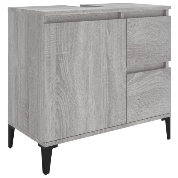 Armario de baño madera contrachapada gris Sonoma 65x33x60 cm M 2