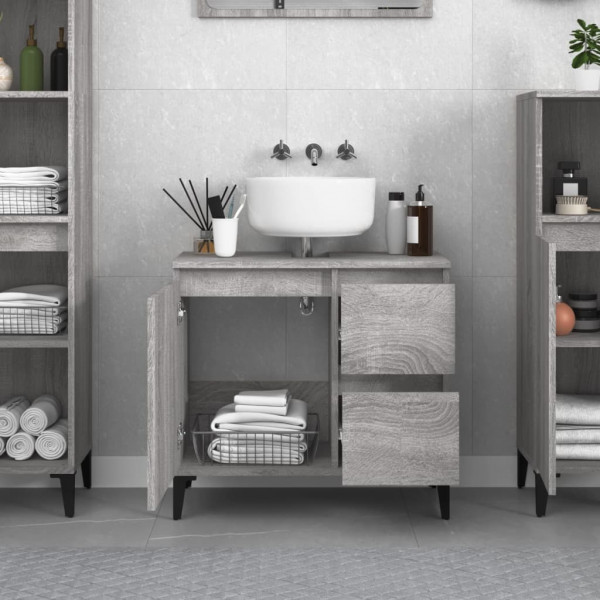 Armario de baño madera contrachapada gris Sonoma 65x33x60 cm M 3