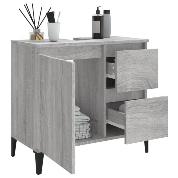 Armario de baño madera contrachapada gris Sonoma 65x33x60 cm M 4