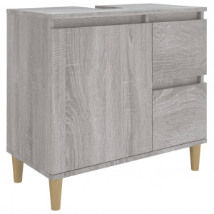 Armario de baño madera contrachapada gris Sonoma 65x33x60 cm H