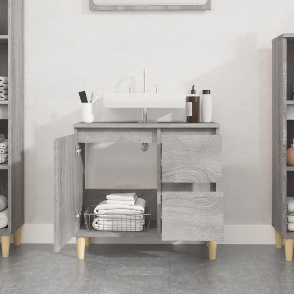 Armario de baño madera contrachapada gris Sonoma 65x33x60 cm M 3