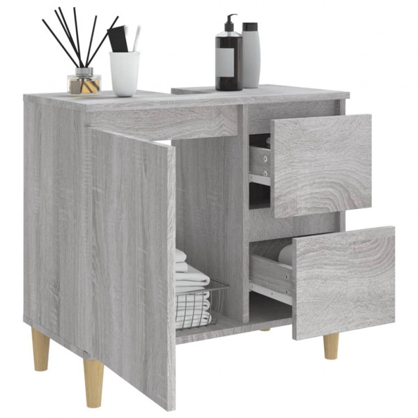 Armario de baño madera contrachapada gris Sonoma 65x33x60 cm M 4