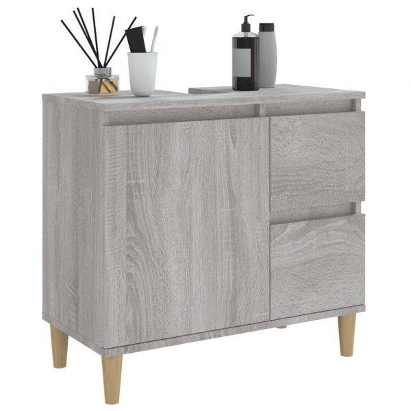 Armario de baño madera contrachapada gris Sonoma 65x33x60 cm M 5
