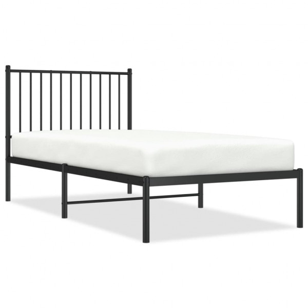 Estrutura de cama com cabeceira 90x190 cm metal preto M 2