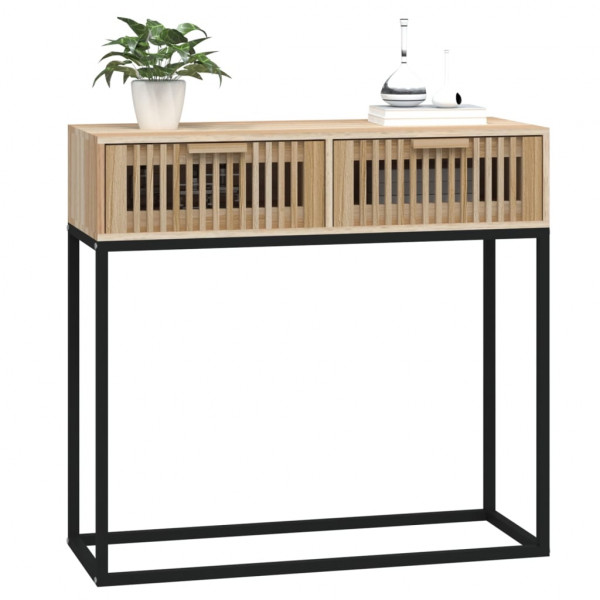 Mesa consola hierro y madera contrachapada 80x30x75 cm M 3