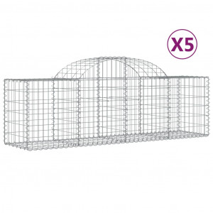 Cestos gabião arqueados 5 pcs 200x50x60/80 cm ferro galvanizado H