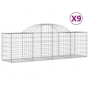 Cestos gabião arqueados 9 pcs 200x50x60/80 cm ferro galvanizado H