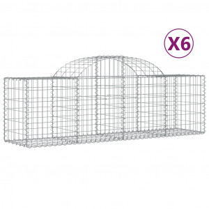 Cestos gabião arqueados 6 pcs 200x50x60/80 cm ferro galvanizado H