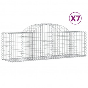 Cestos gabião arqueados 7 pcs 200x50x60/80 cm ferro galvanizado H