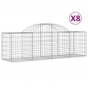 Cestos gabião arqueados 8 pcs 200x50x60/80 cm ferro galvanizado H