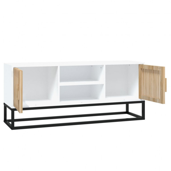 Mueble de TV hierro y madera contrachapada blanco 105x30x45 cm M 5